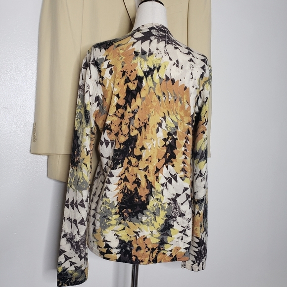 Worth Cardigan Multi Color Luxury Wool Winter Leaf Pattern Gold Spring Fall Chic - Picture 5 of 12